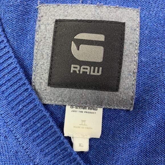 G-Star Raw Sweater Mens Extra Large Regatta Blue Berlow V Neck Knit Long Sleeve - Picture 6 of 15